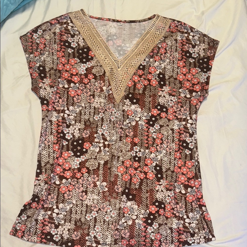 Pink Floral Embellished Blouse
